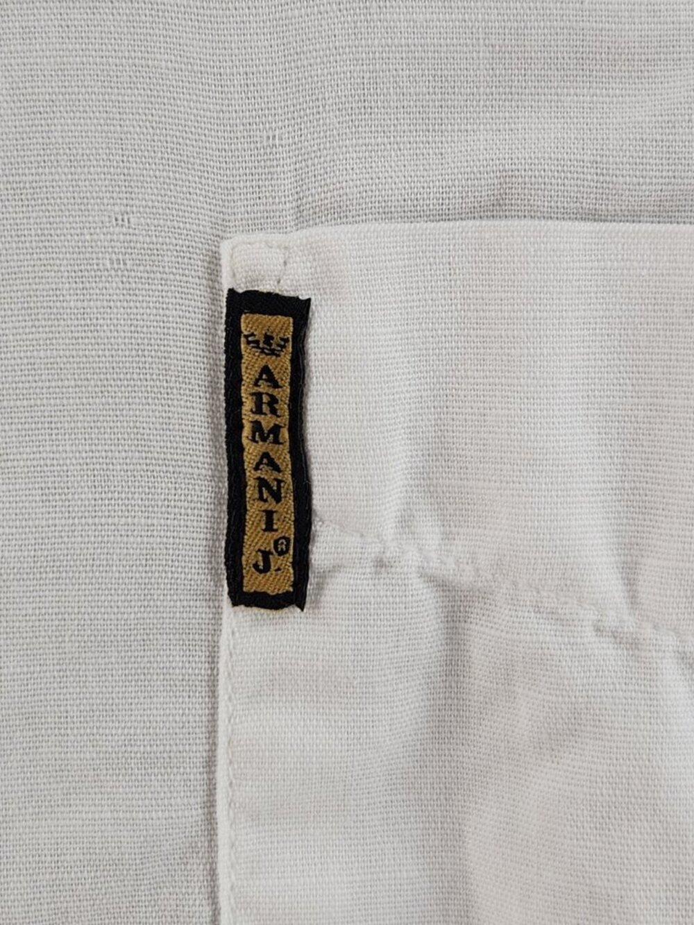 Armani Lightweight Linen Cotton Button-Down Large White Romania Solid Luxury - Picture 5 of 16